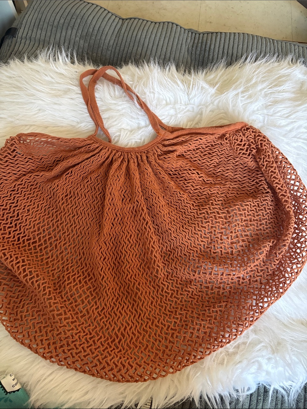 Rust Crochet Beach Tote Bag - Women's tote